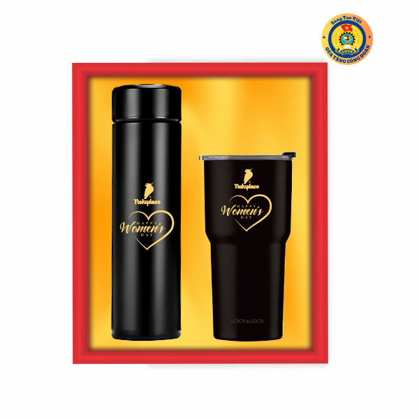 Bộ Giftset Bình Và Ly Giữ Nhiệt Quà Tặng Công Đoàn In Logo Theo Yêu Cầu