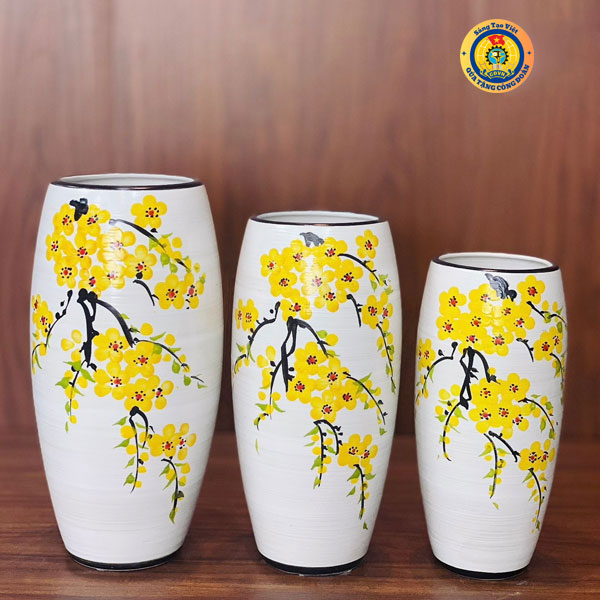Lọ Hoa Bát Tràng Vẽ Tay Quà Tặng Công Đoàn Cho Nhân Viên